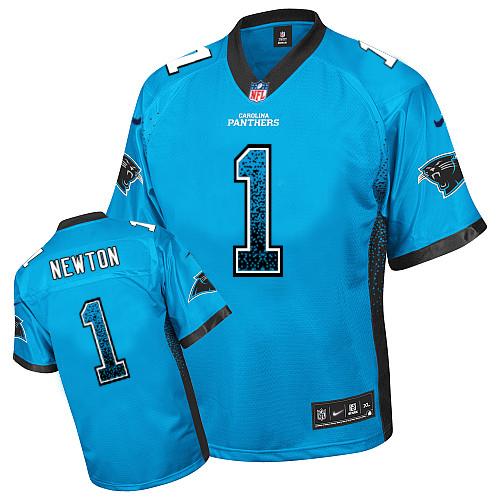 Youth Elite Cam Newton Nike Jersey Blue - #1 Drift Fashion NFL Carolina Panthers